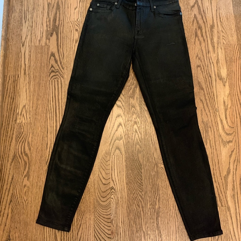 7 for All Mankind Black Coated skinny Jeans, sz 29